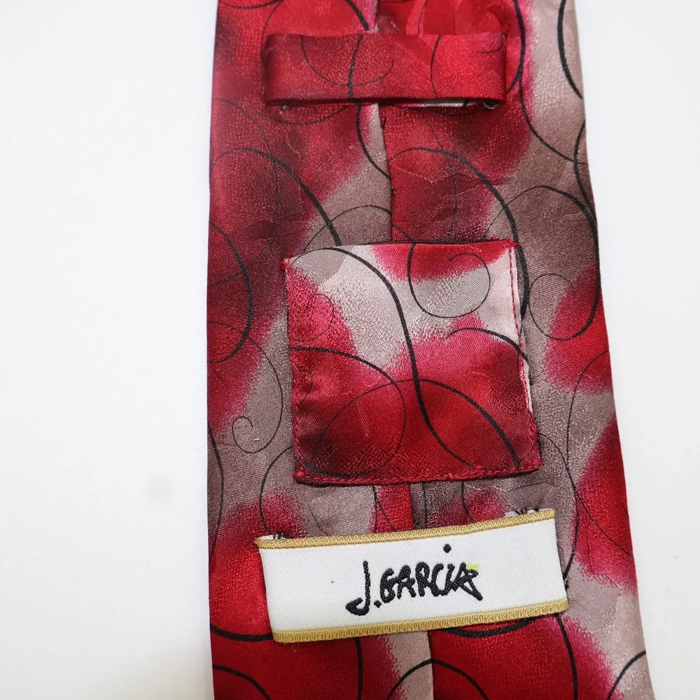 J. Garcia Silk Tie Mens One Size Red Grey Dawn at the Ritz‎ Collection 43 LE